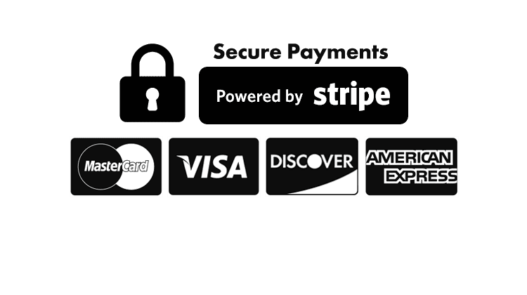 مدفوعات آمنة بدعم من Stripe: Master Card Visa اكتشف أمريكان إكسبريس