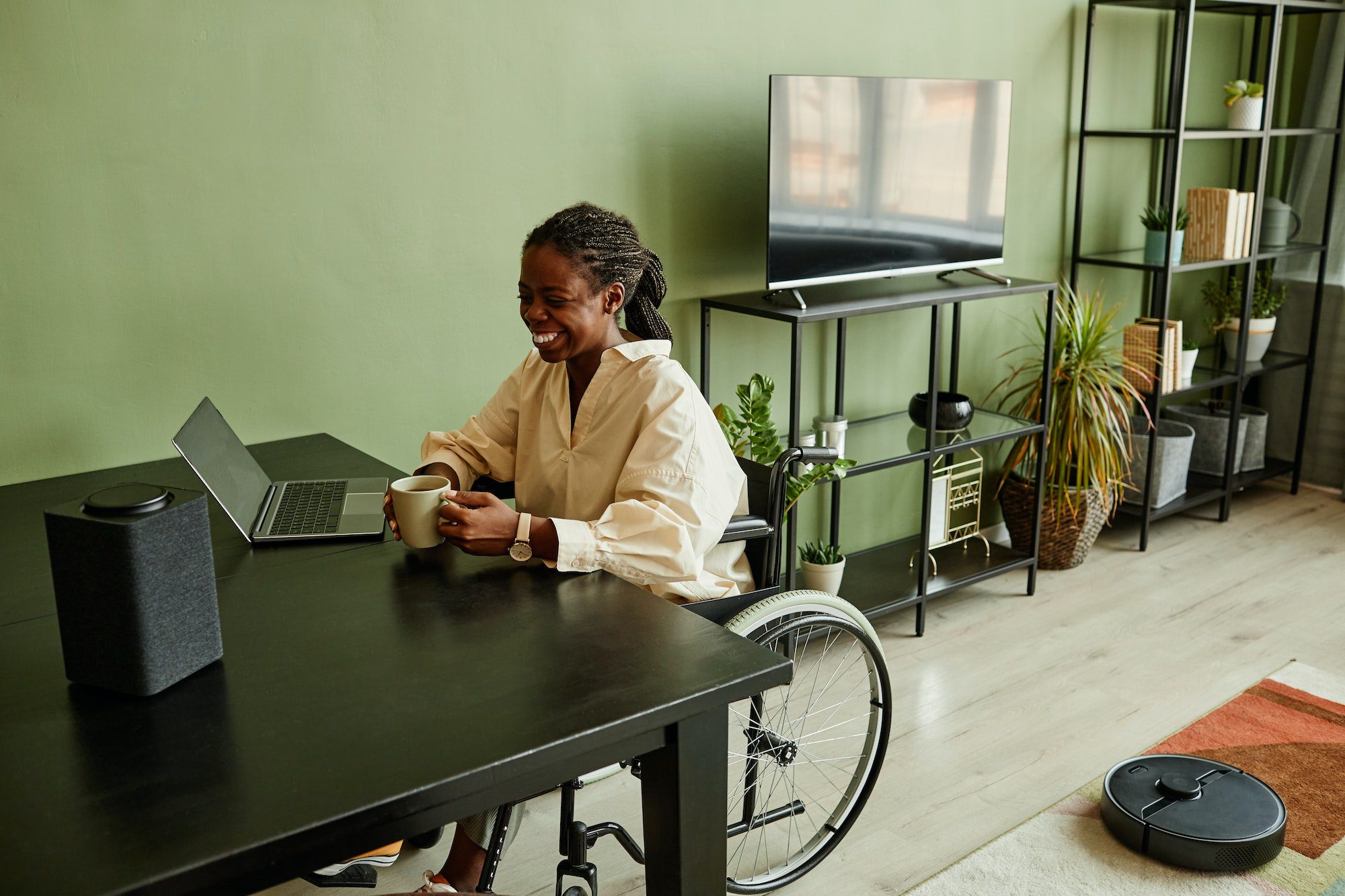 Woman with Disability using Smart Speaker